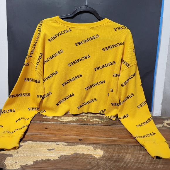 Forever 21 Crop Top Long Steve Blouse Promise Letters Sz S - Picture 3 of 6